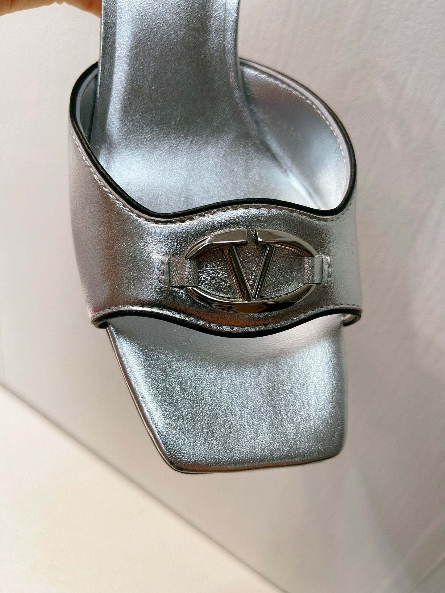 VT Sandals Heels 50mm Silver Cowhide 292775