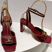 VT Sandals Heels  70mm  Ruby Red Cowhide 292779