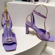 VT Sandals Heels  70mm Medium Purple Cowhide 292781