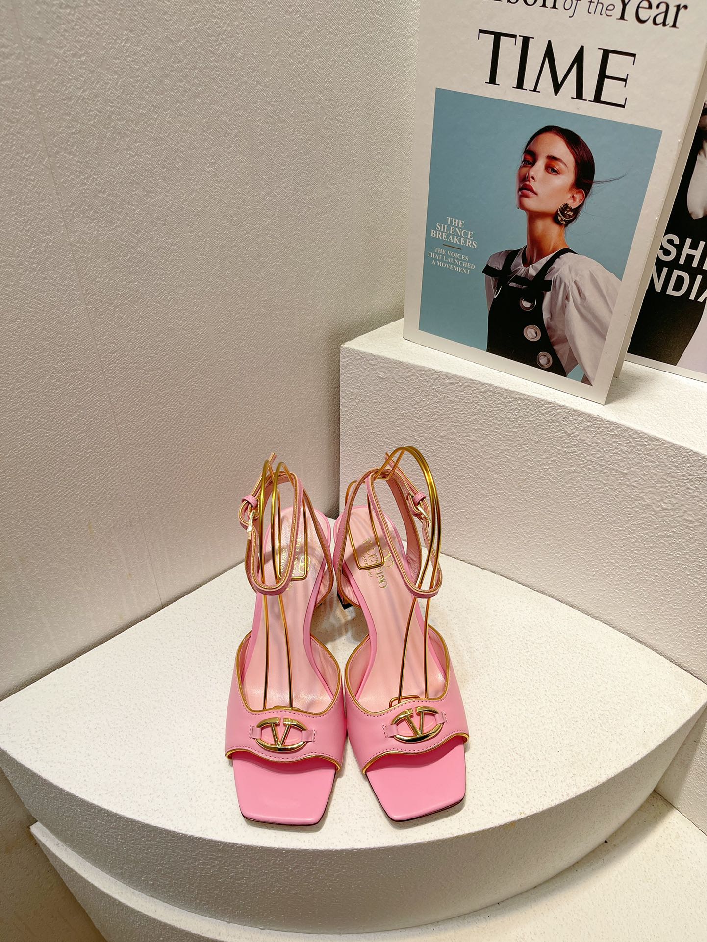 VT Sandals Heels 70mm Pink Cowhide 292782