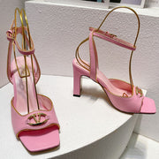 VT Sandals Heels 70mm Pink Cowhide 292782