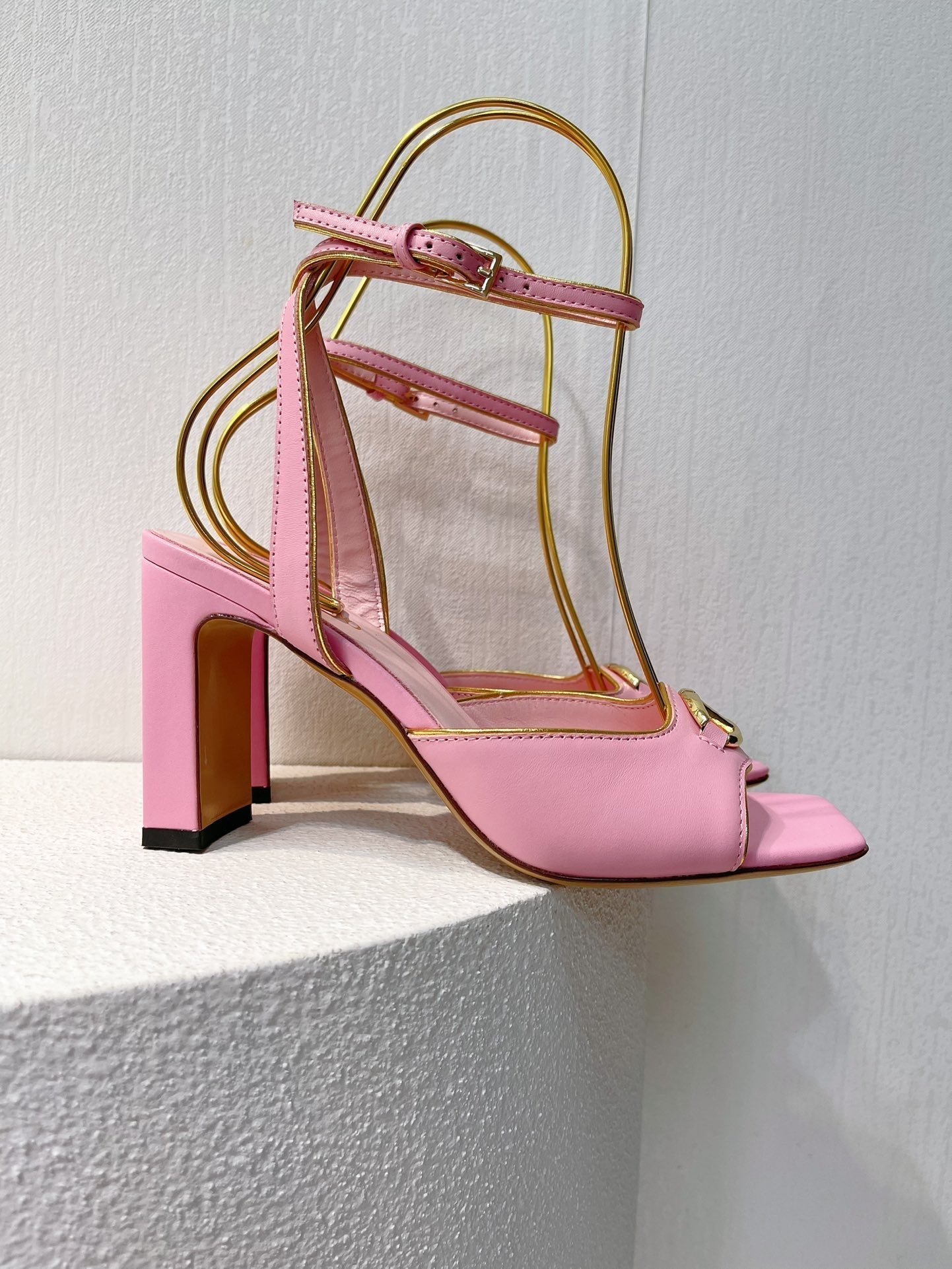 VT Sandals Heels 70mm Pink Cowhide 292782