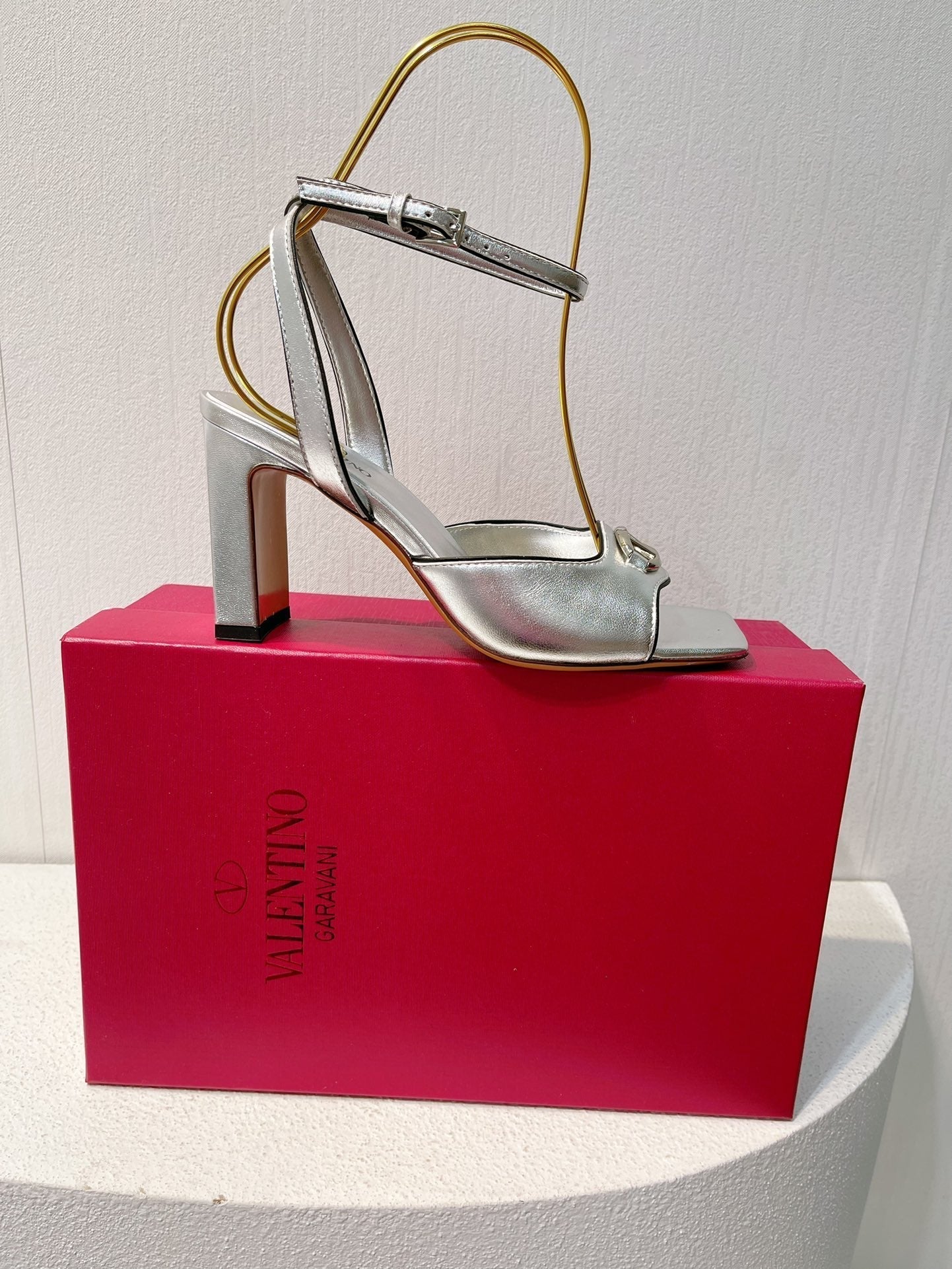 VT Sandals Heels 70mm Silver Cowhide 292785