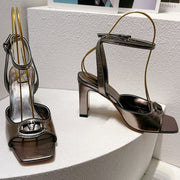 VT Sandals Heels 70mm Gray Cowhide 292786