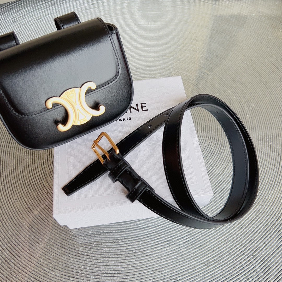 celin black calfskin belt bag