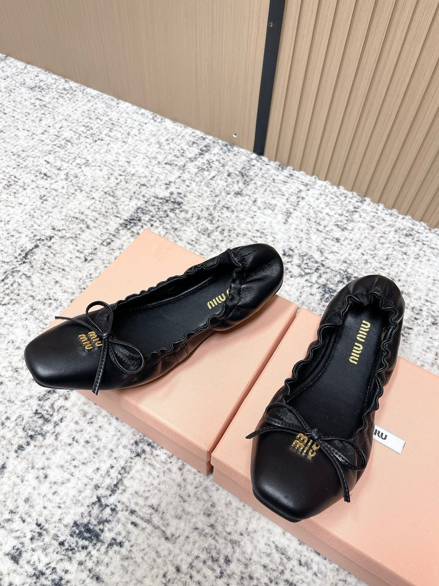 Miu  Mary Jane Flat Black Sheepskin 591572