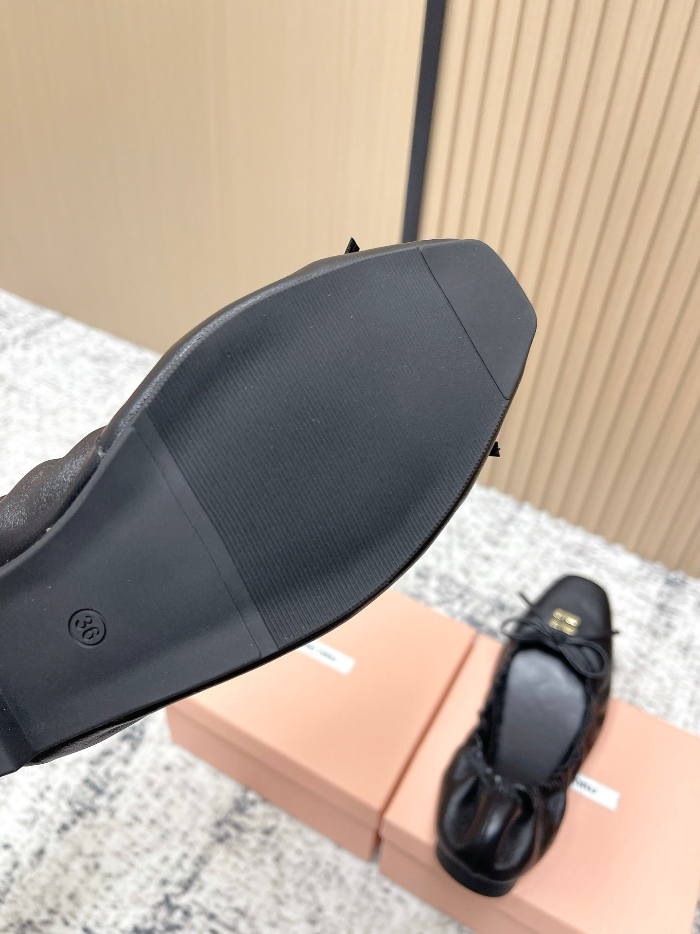 Miu  Mary Jane Flat Black Sheepskin 591572