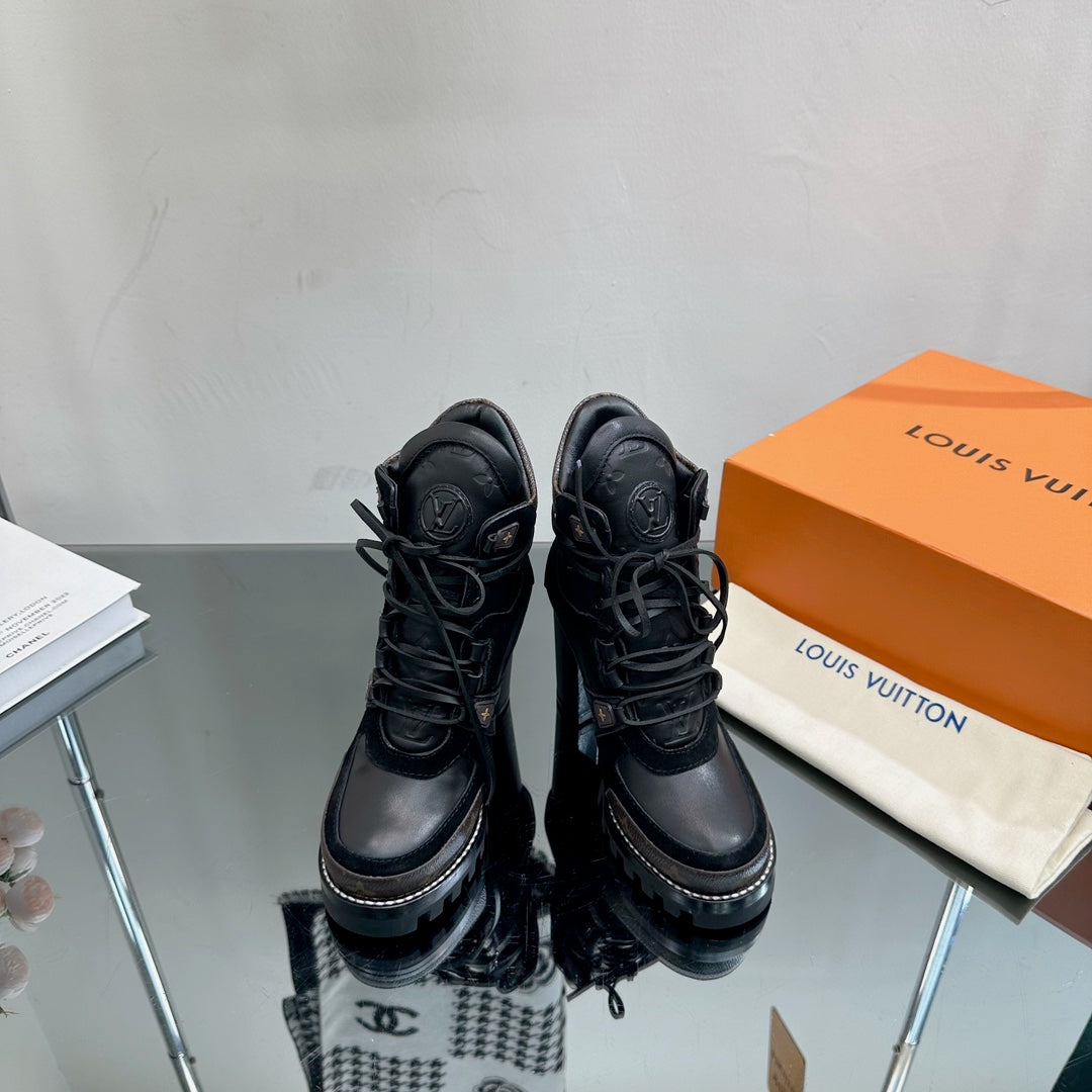 LV Star Trail Ankle Boot 90mm Black Cowhide Mix Suede