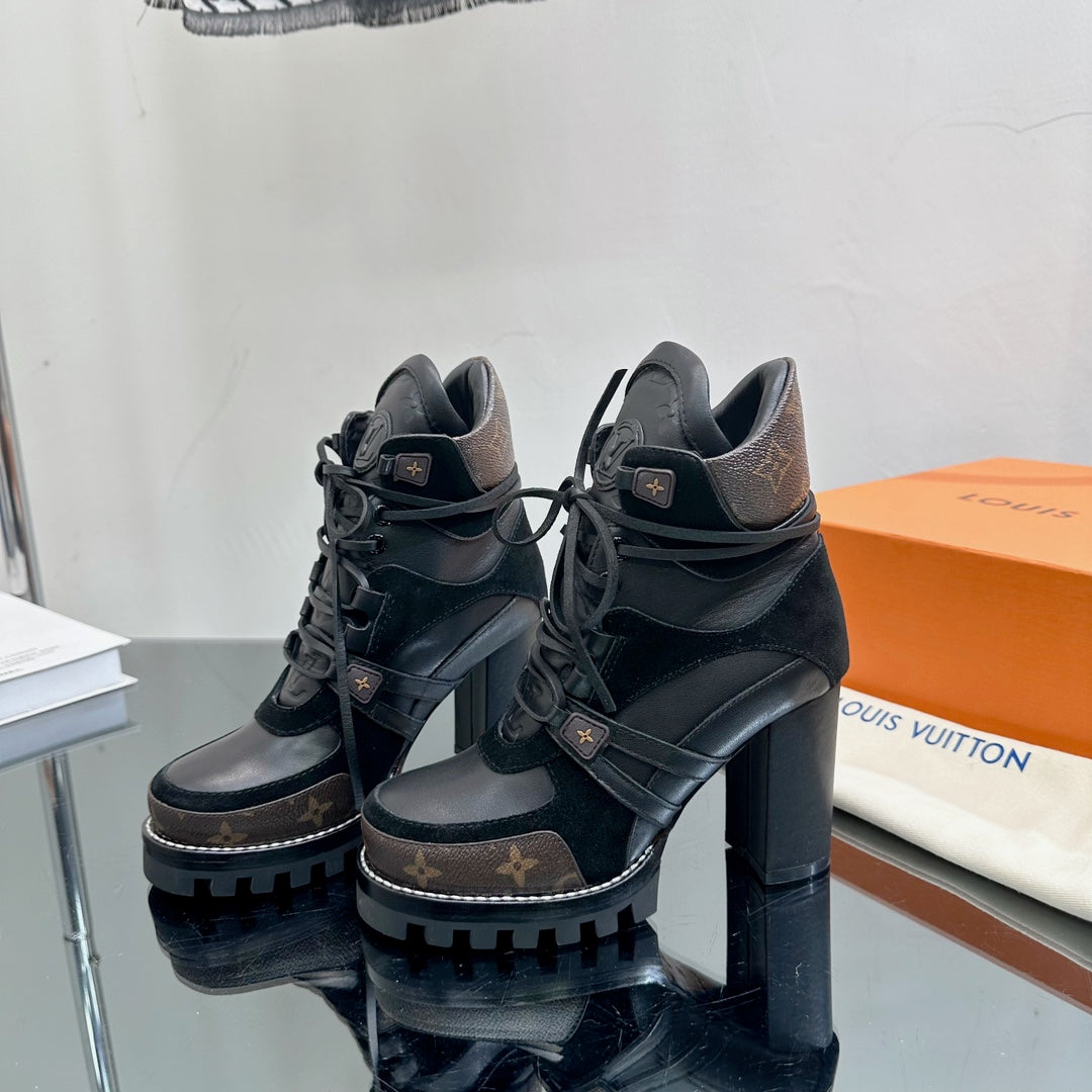 LV Star Trail Ankle Boot 90mm Black Cowhide Mix Suede
