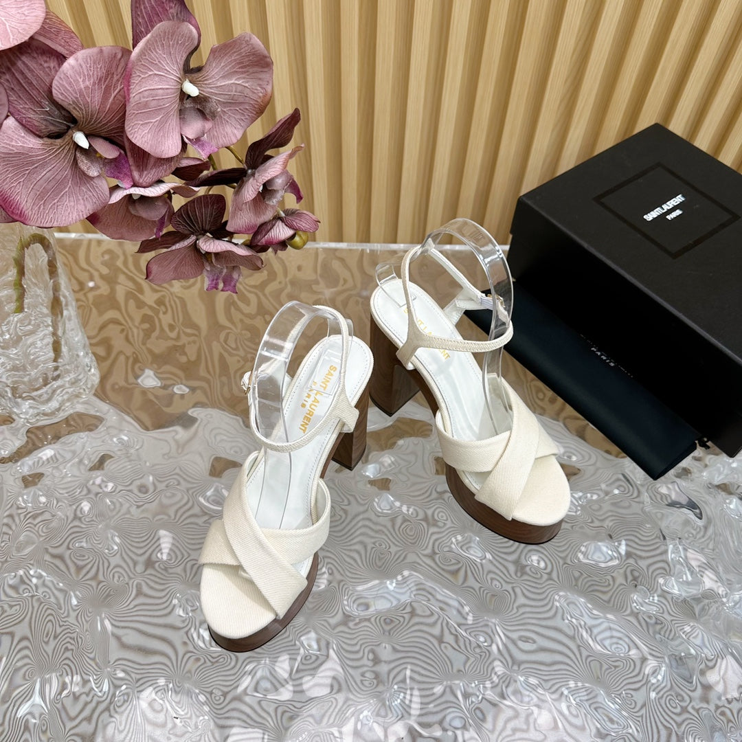 SL BIANCA PLATFORM SANDAL WHITE CANVAS