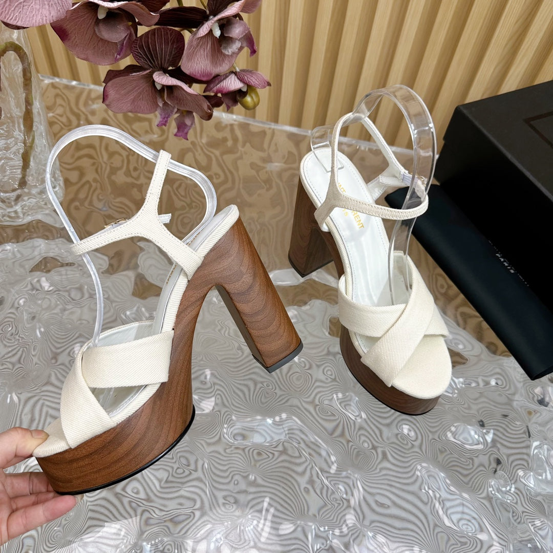 SL BIANCA PLATFORM SANDAL WHITE CANVAS