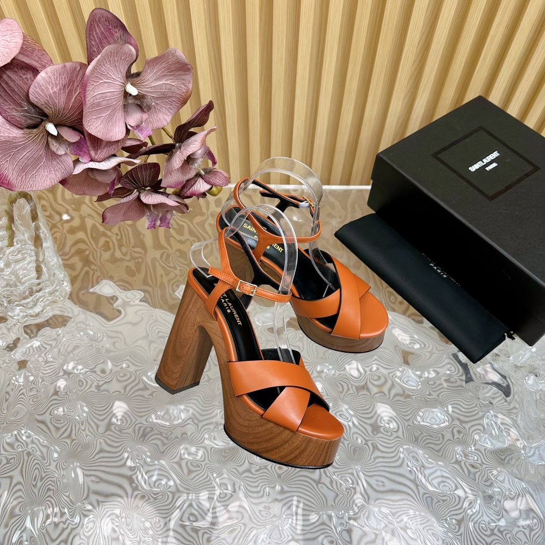 SL BIANCA PLATFORM SANDAL BURNT ORANGE CALFSKIN