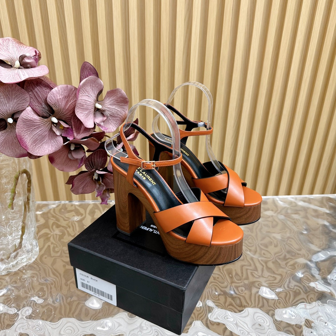 SL BIANCA PLATFORM SANDAL BURNT ORANGE CALFSKIN