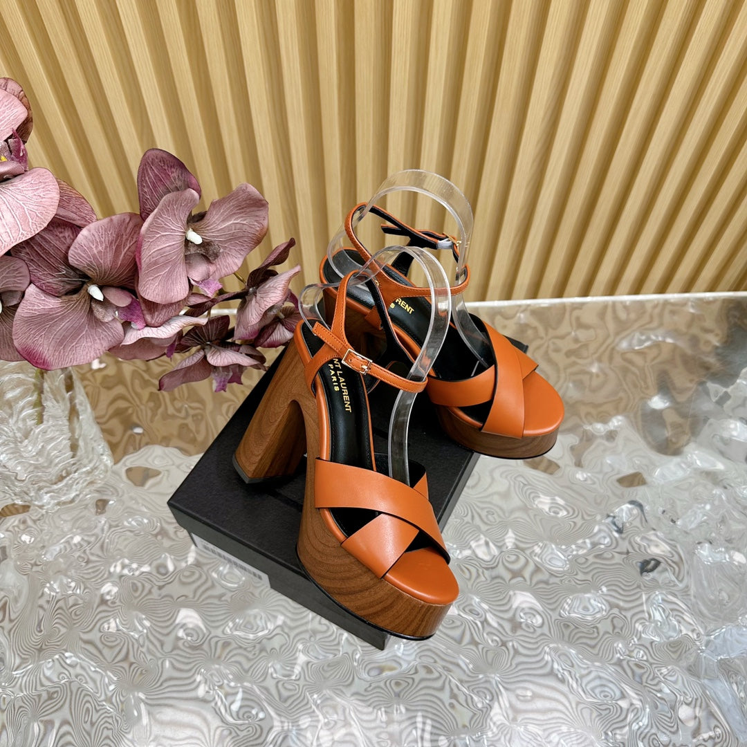 SL BIANCA PLATFORM SANDAL BURNT ORANGE CALFSKIN