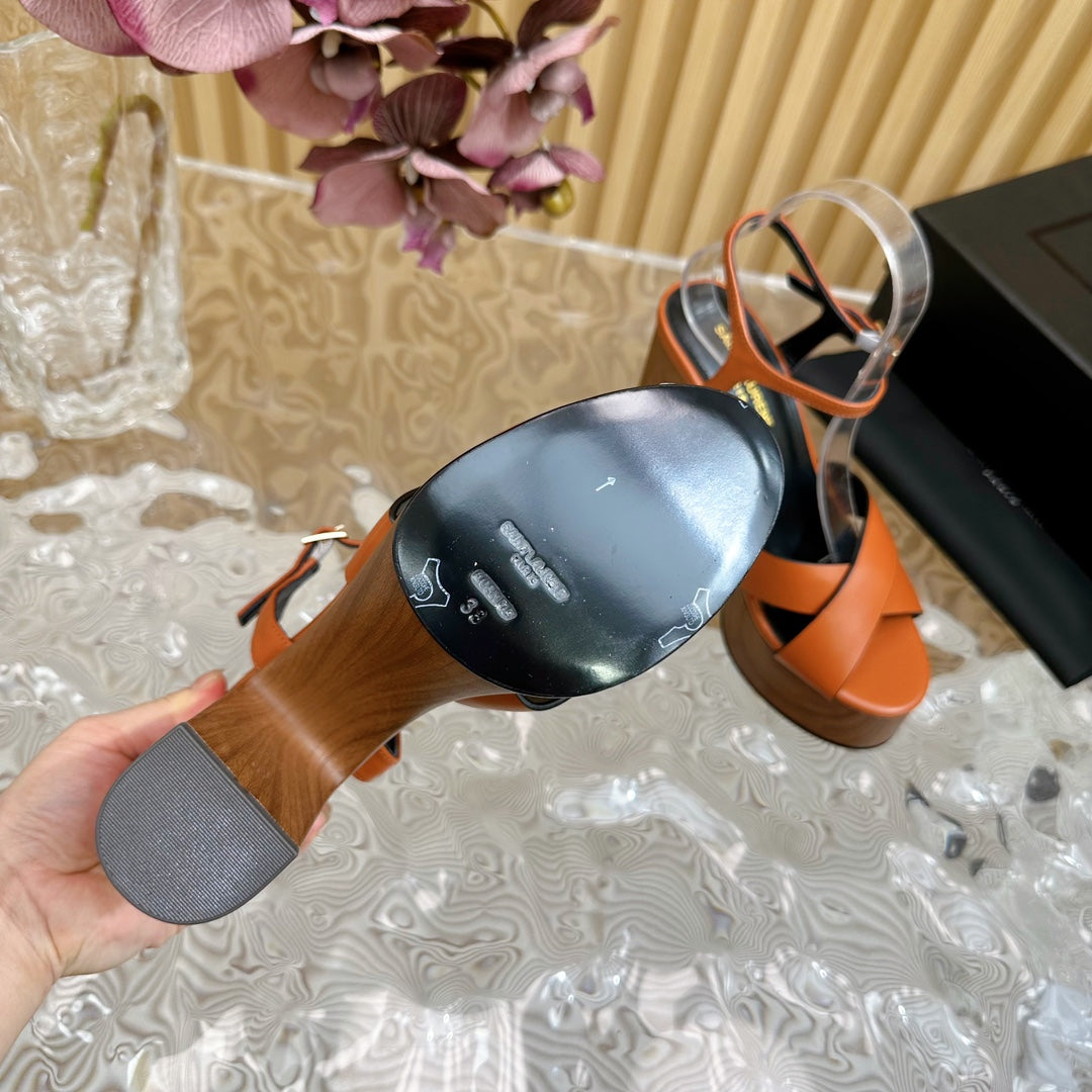 SL BIANCA PLATFORM SANDAL BURNT ORANGE CALFSKIN