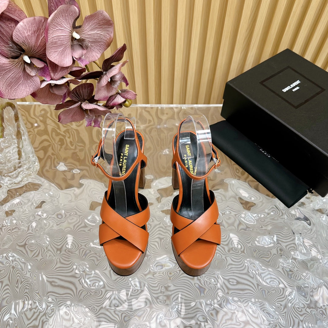 SL BIANCA PLATFORM SANDAL BURNT ORANGE CALFSKIN