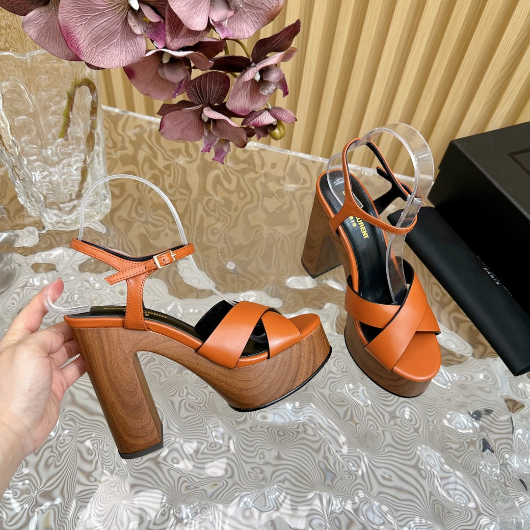SL BIANCA PLATFORM SANDAL BURNT ORANGE CALFSKIN