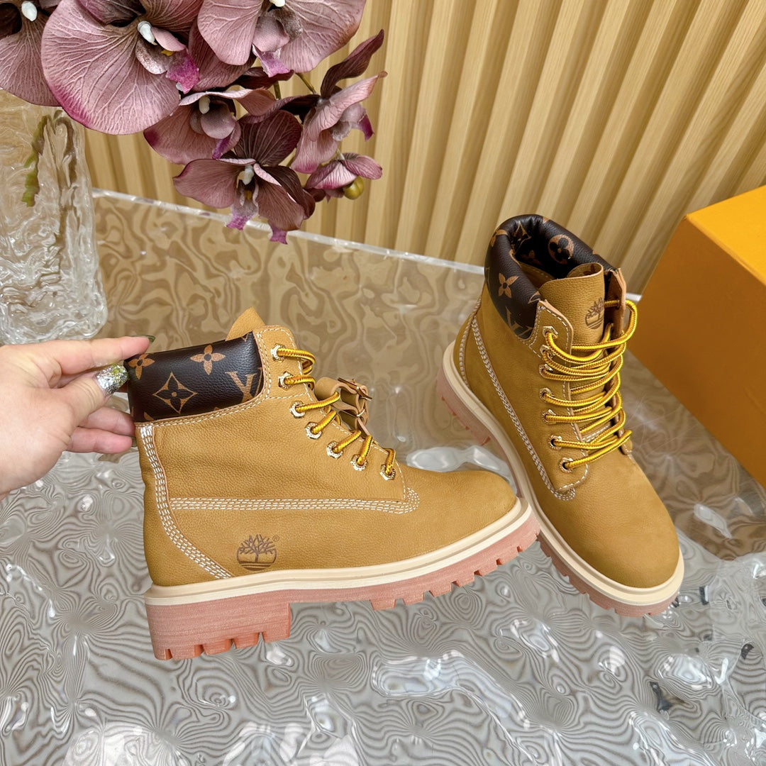 LV x Timberland Ankle Boot Brown Yellow Suede