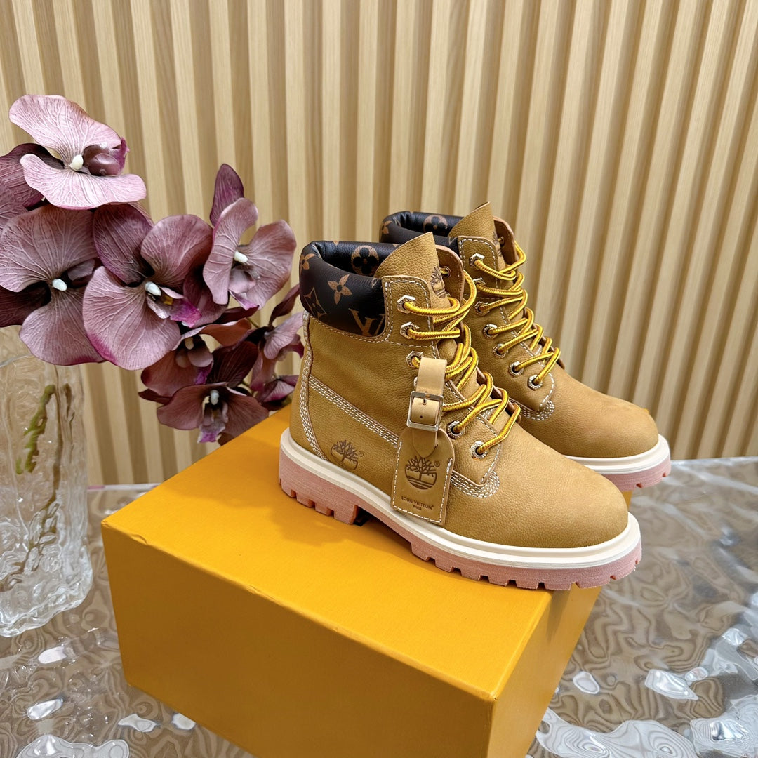LV x Timberland Ankle Boot Brown Yellow Suede