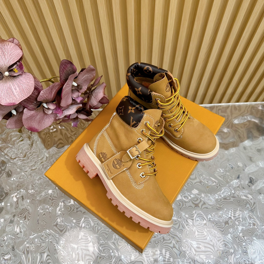 LV x Timberland Ankle Boot Brown Yellow Suede