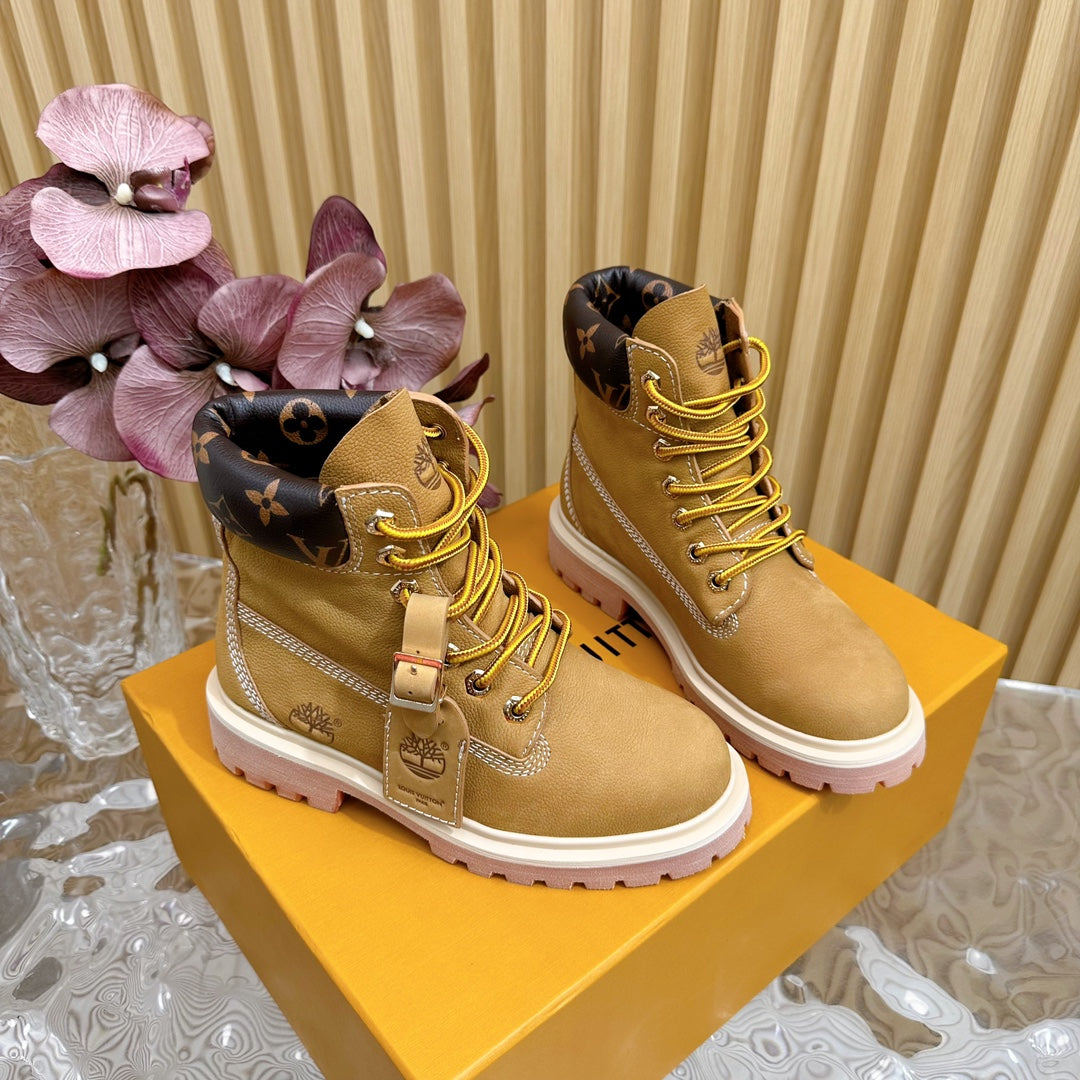 LV x Timberland Ankle Boot Brown Yellow Suede