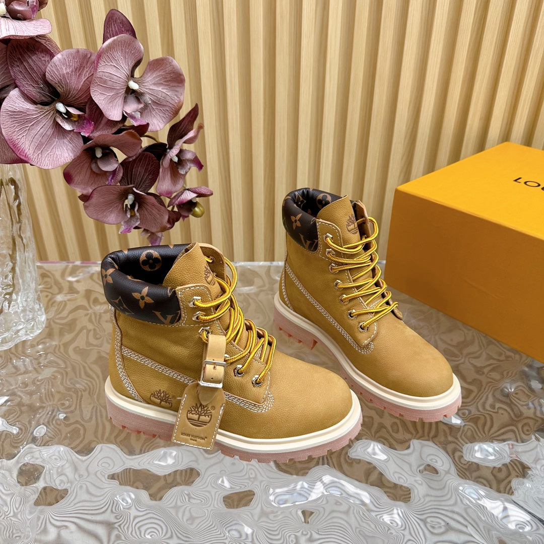 LV x Timberland Ankle Boot Brown Yellow Suede
