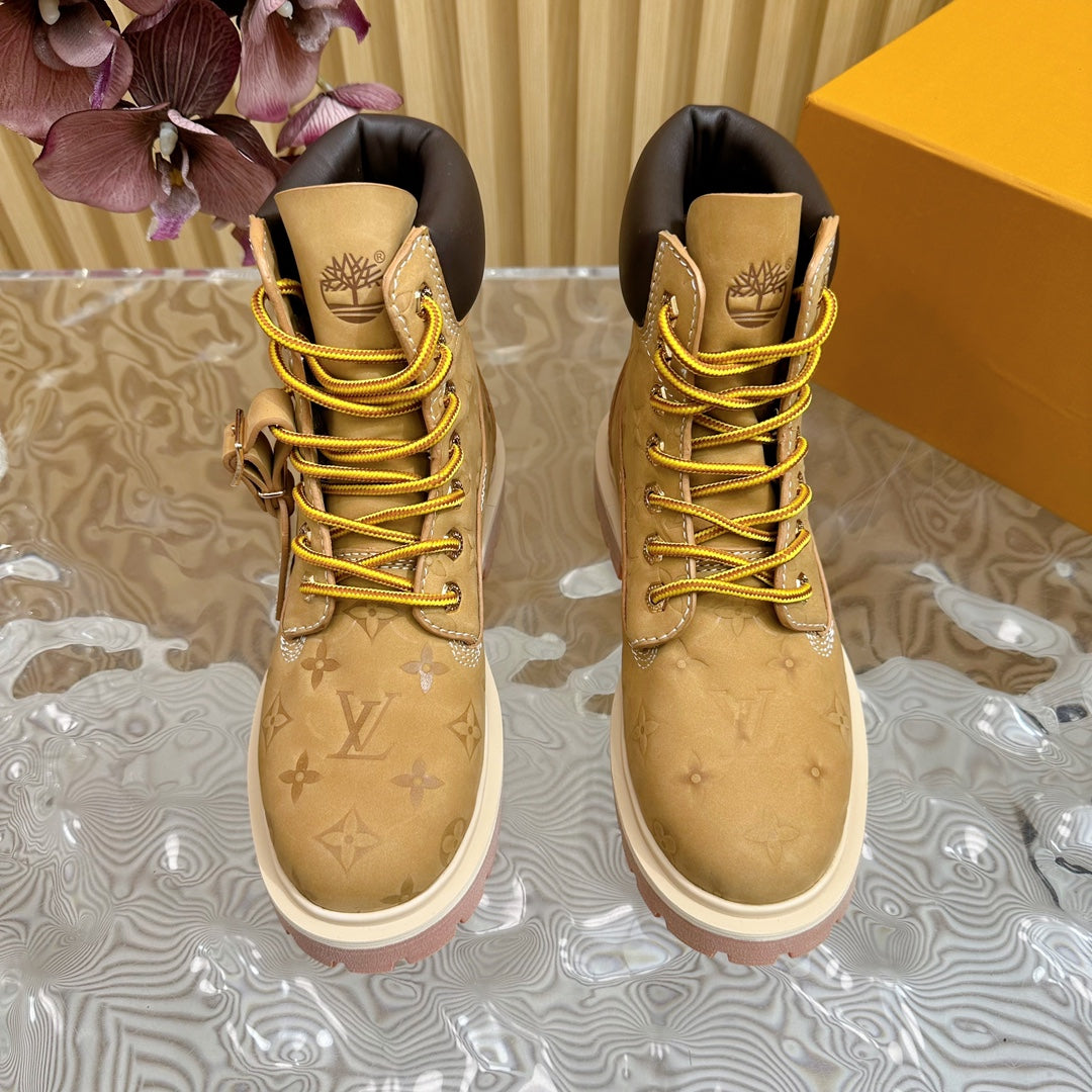 LV x Timberland 6-In High End Ankle Boot Brown Yellow Monogram Suede