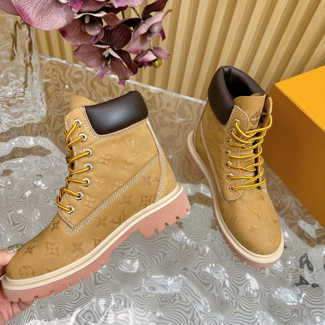 LV x Timberland 6-In High End Ankle Boot Brown Yellow Monogram Suede