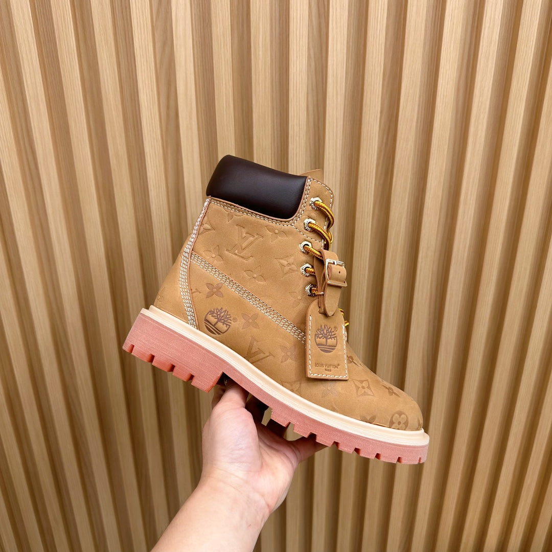 LV x Timberland 6-In High End Ankle Boot Brown Yellow Monogram Suede