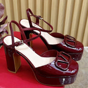 VT Signature 115mm Patent Leather Platform Pumps Red Calfskin 286477