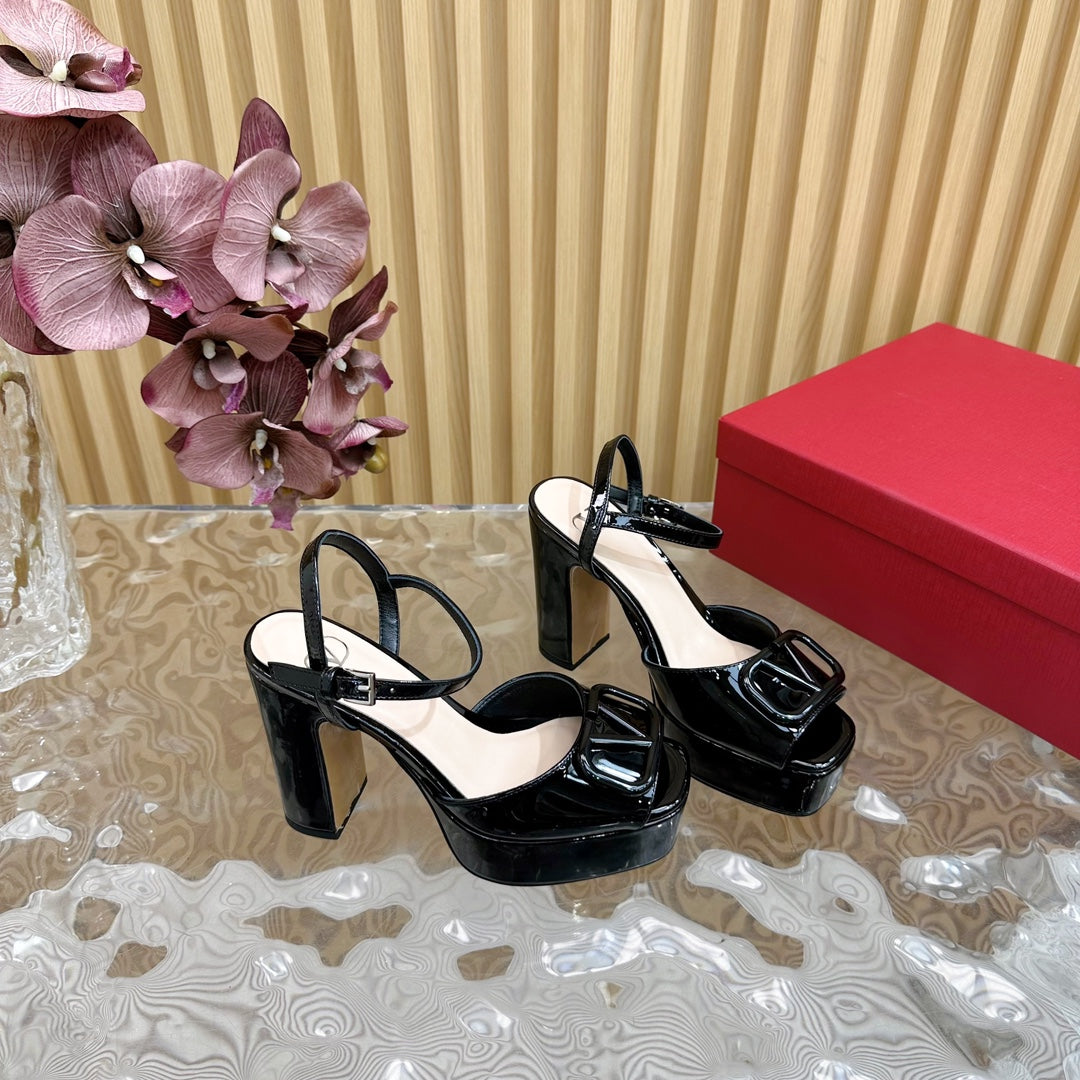 VT High Heels Sandals 110mm Black Calfskin 286479