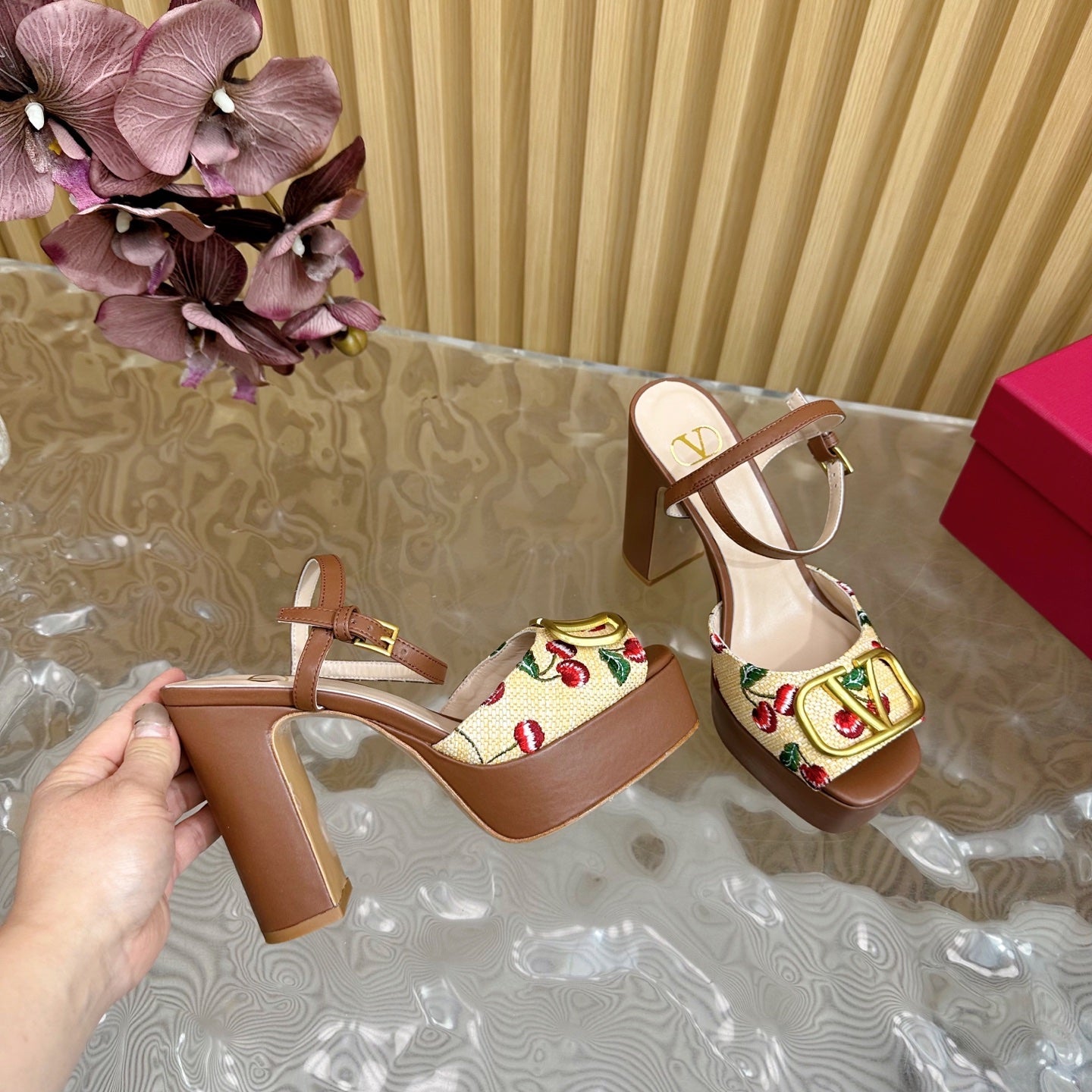 VT 2025 High Heels Sandals 110mm Brown Calfskin 286488