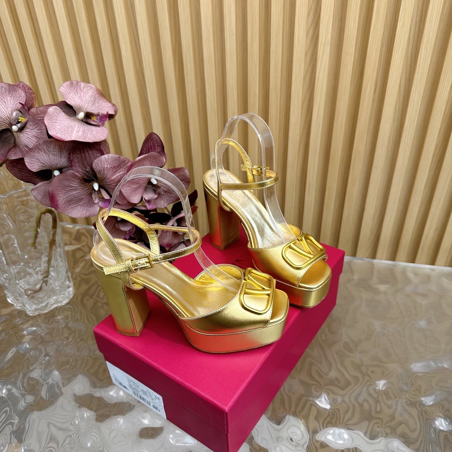 VT High Heels Sandals 110mm Gold Calfskin 286482