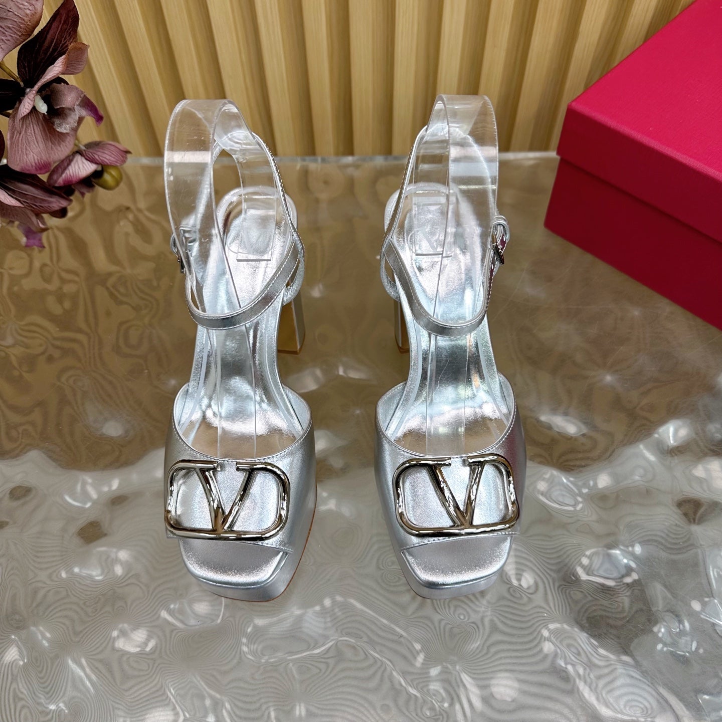 VT High Heels Sandals 110mm Silver Calfskin 286483