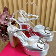 VT High Heels Sandals 110mm Silver Calfskin 286483