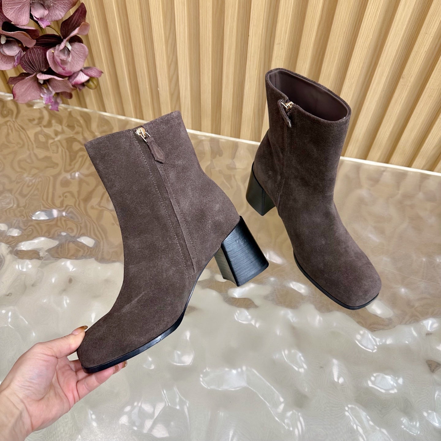 Prada 25 Boot Brown Black Suede 498222