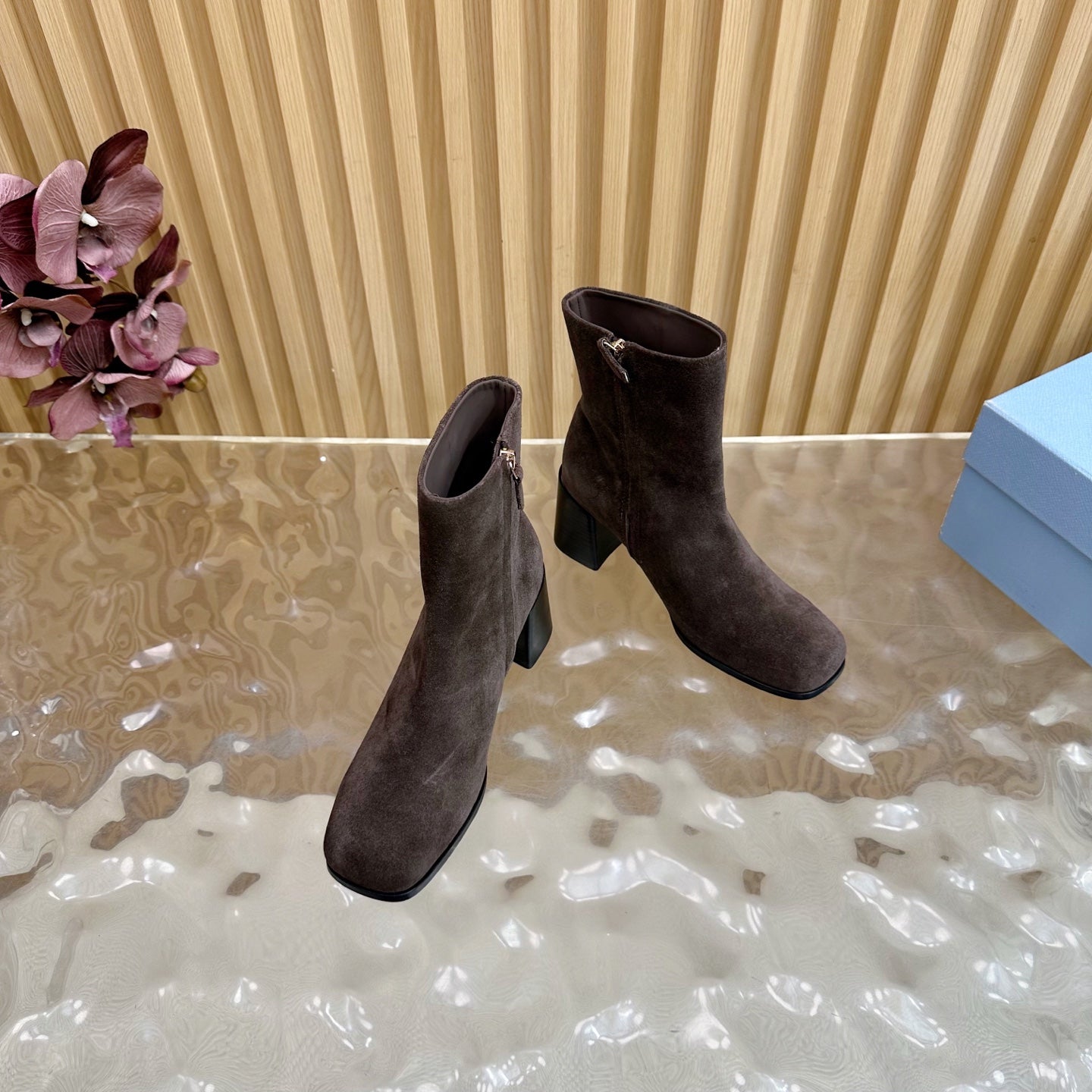 Prada 25 Boot Brown Black Suede 498222