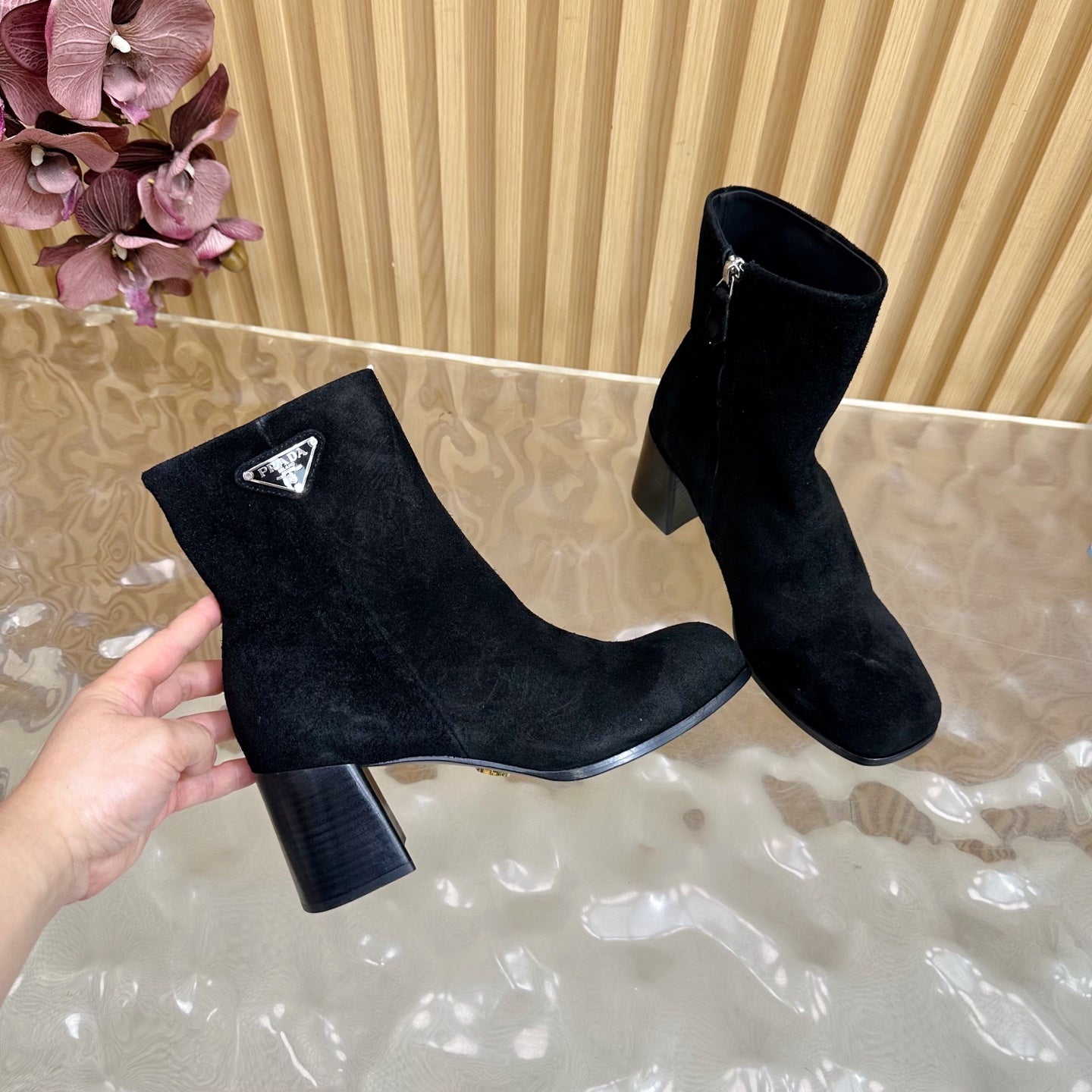 Prada 25 Boot Black Suede 498223