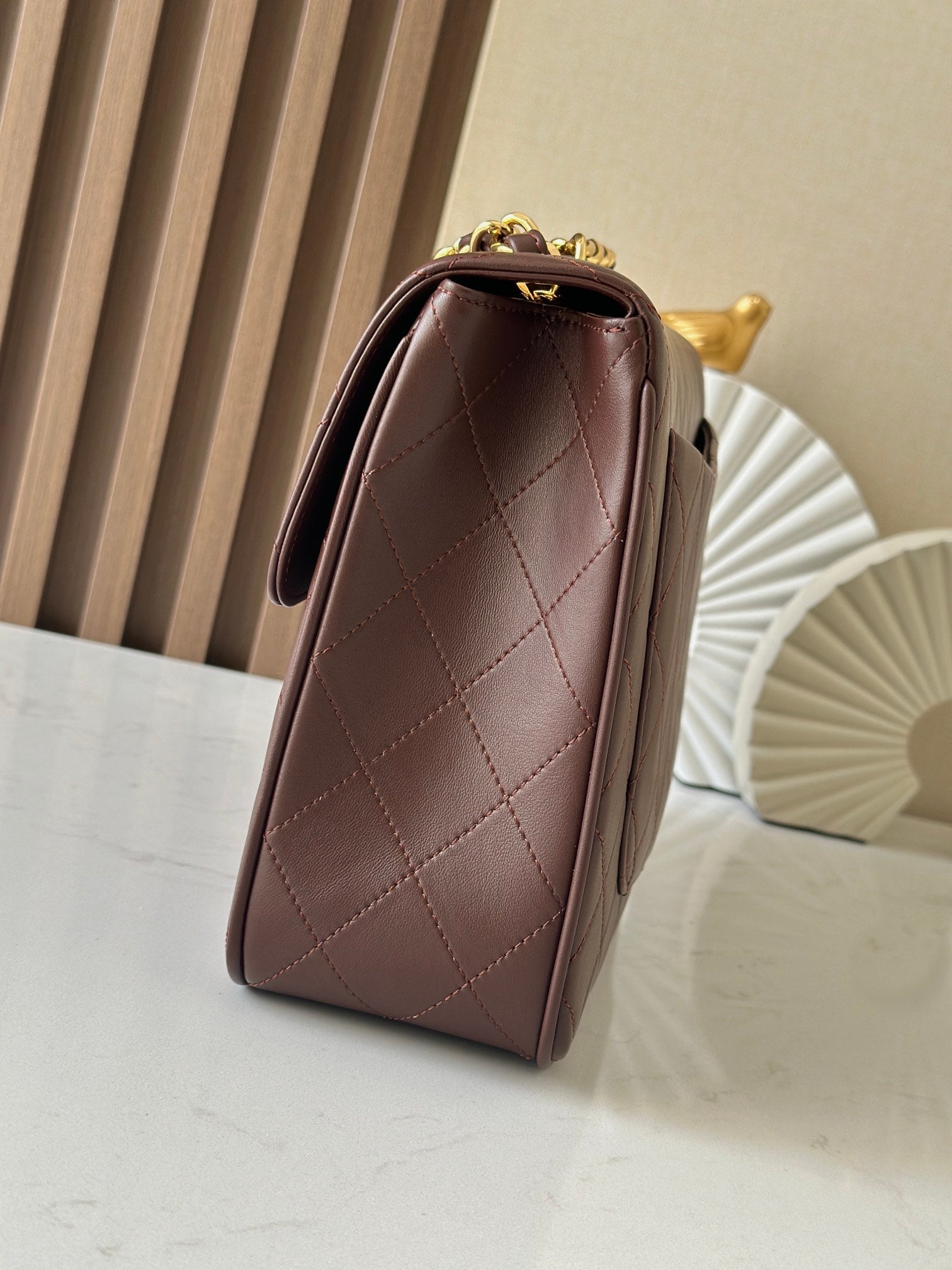 CC 2025 Flap Bag 30cm Brown Gold Lambskin 298108