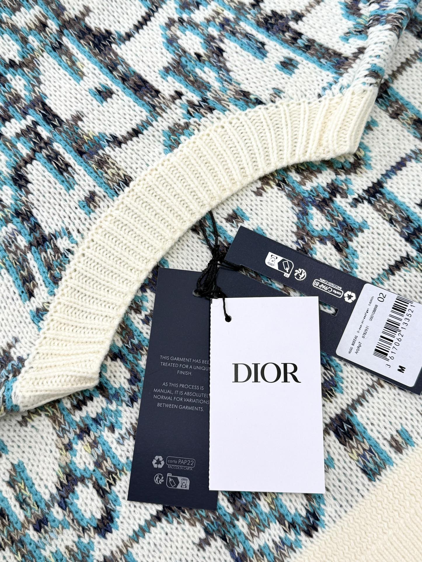 CD 25 Pullover Sweater Cream Blue-green Wool