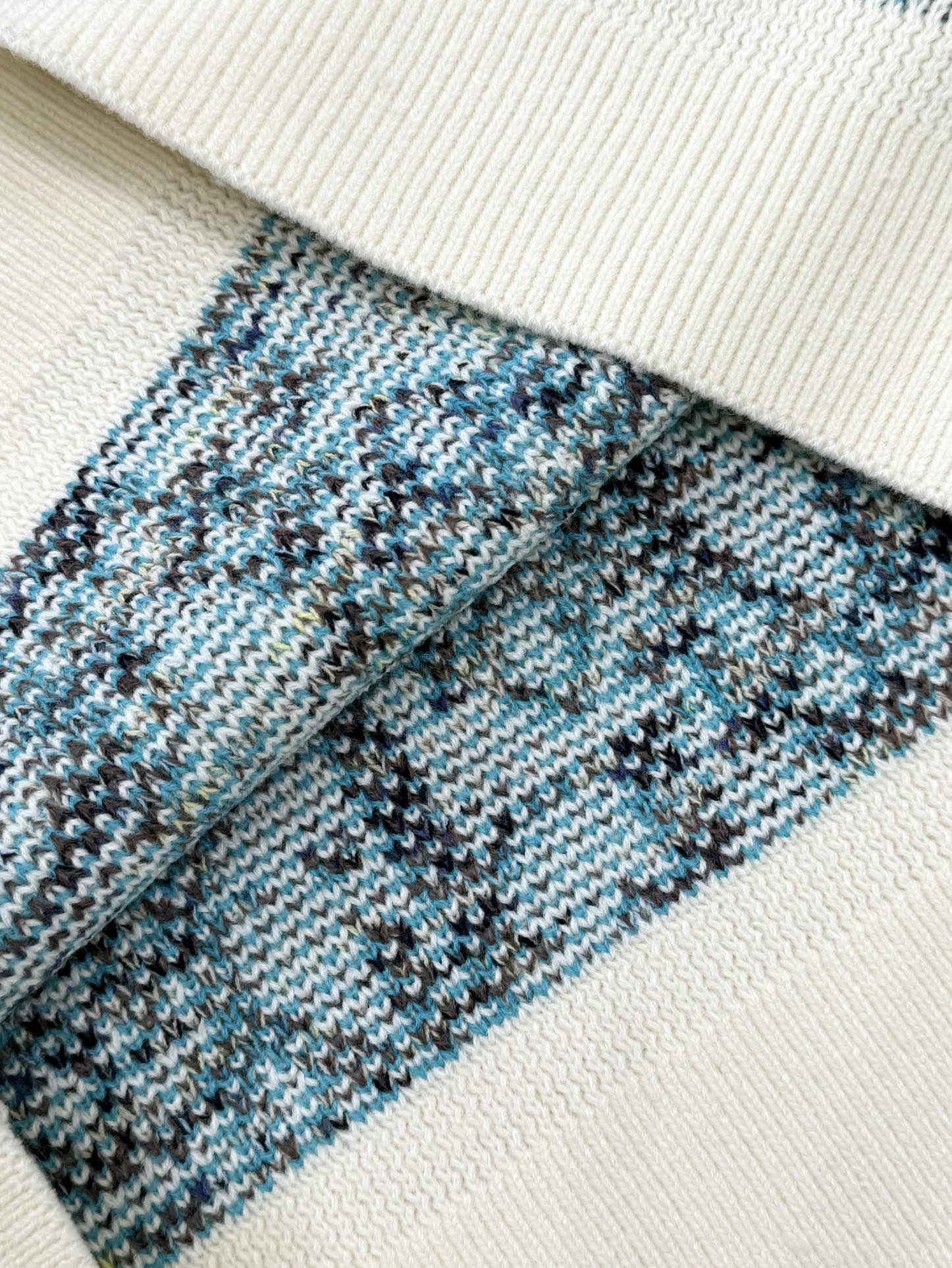 CD 25 Pullover Sweater Cream Blue-green Wool