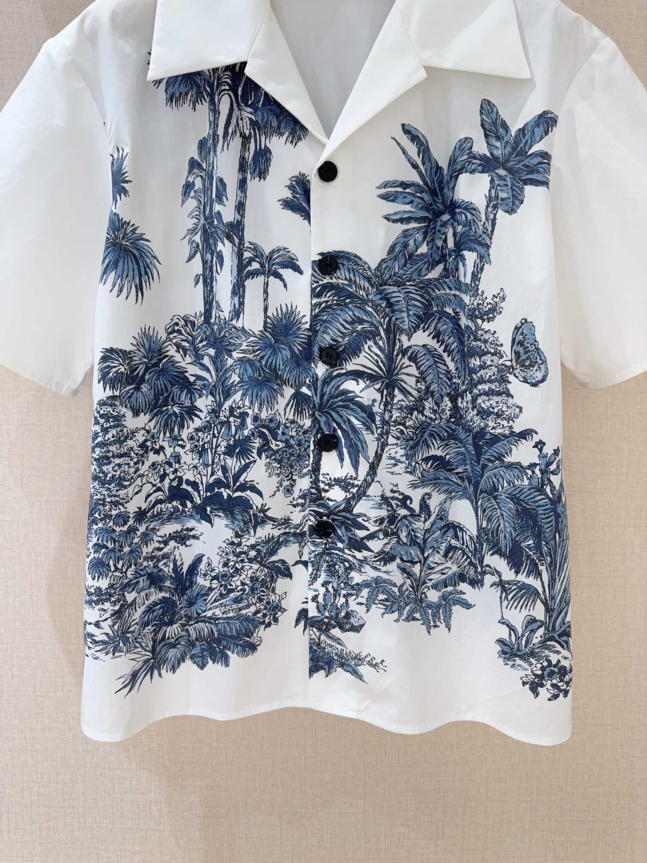 CD Coconut Short Sleeves Shirt Blue mix White Cotton
