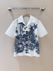 CD Coconut Short Sleeves Shirt Blue mix White Cotton