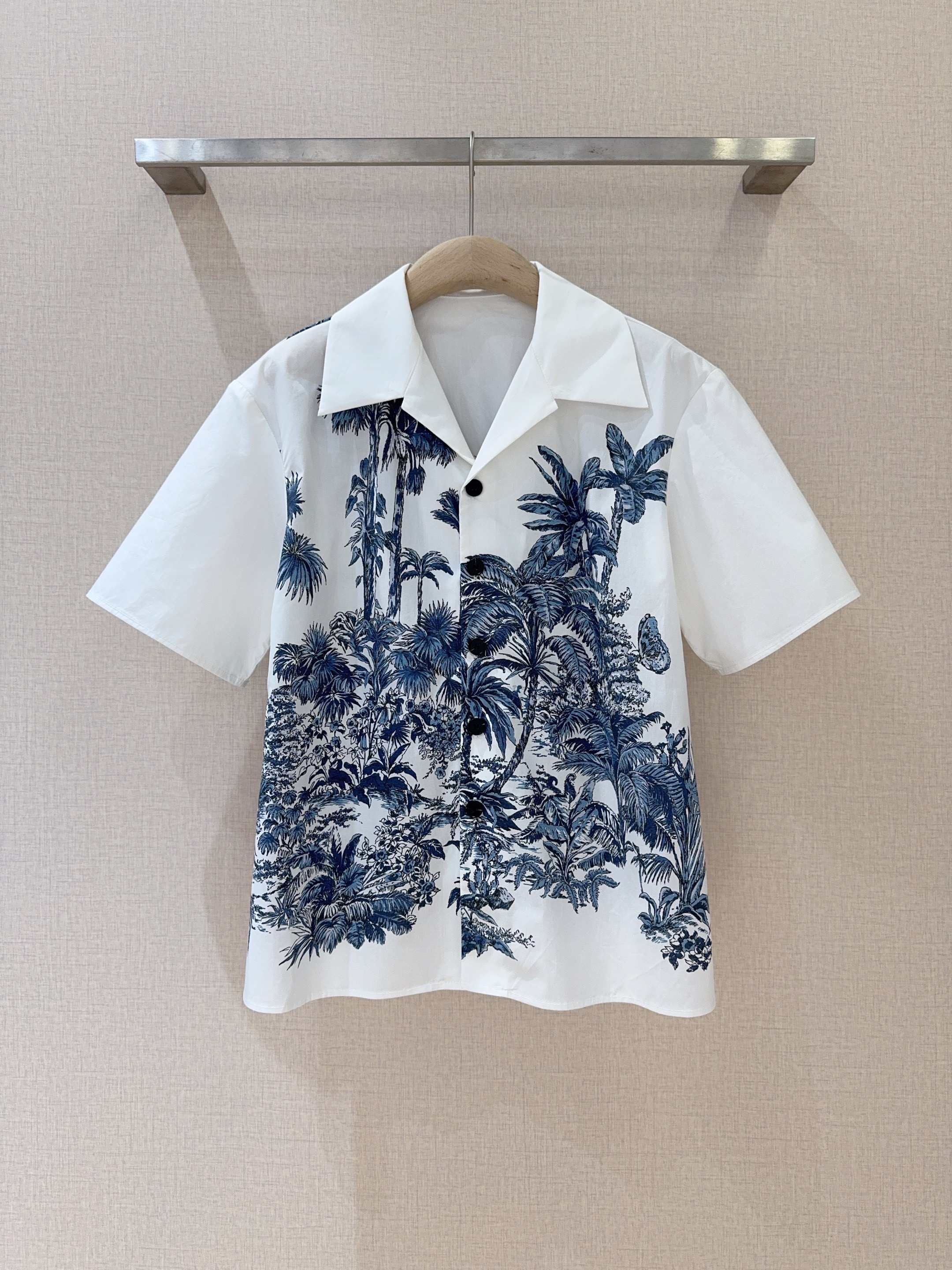 CD Coconut Short Sleeves Shirt Blue mix White Cotton
