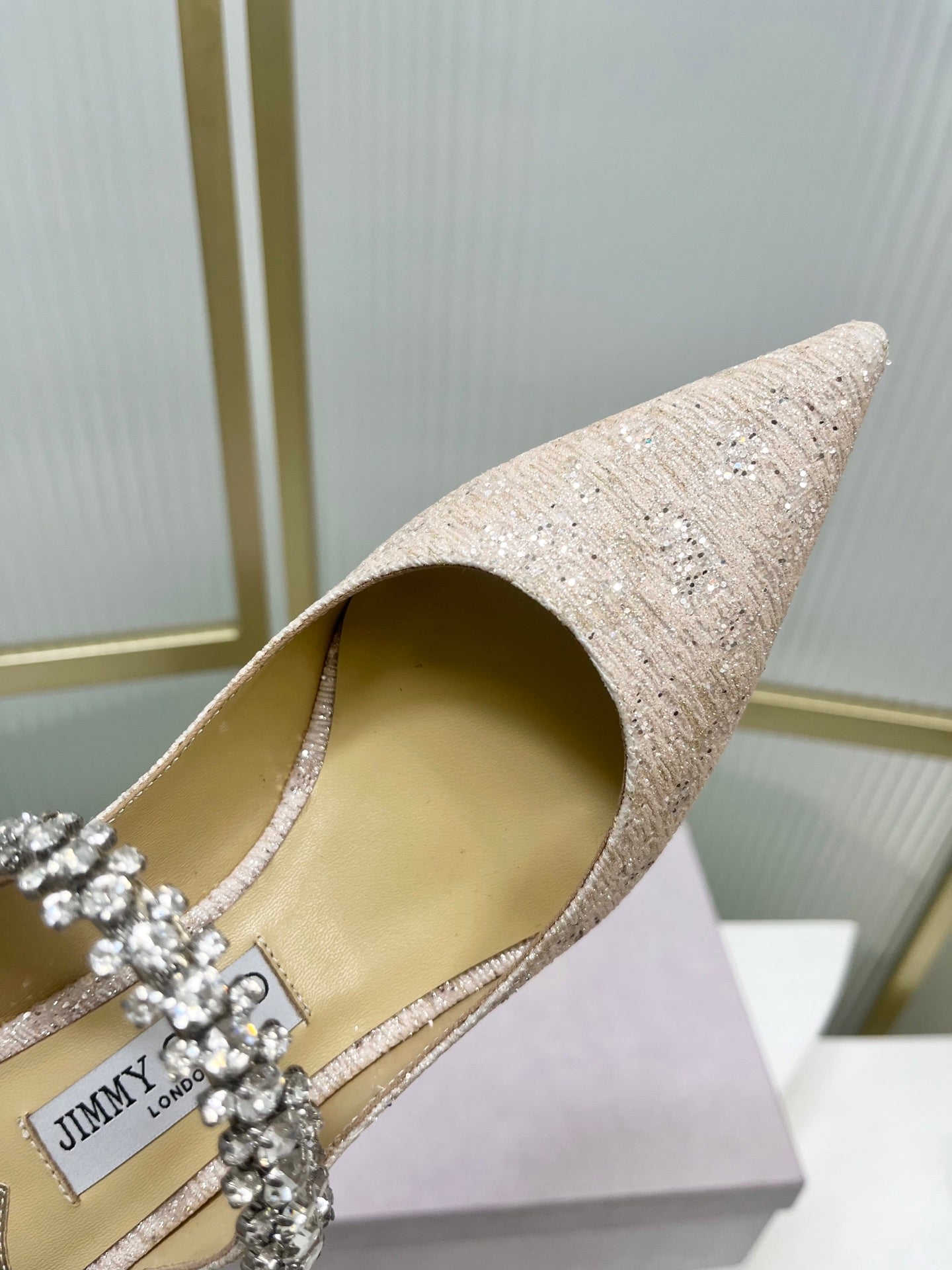 Jimmy 26s Heel Mules 65 Beige Sequins Sheepskin Diamond 605943