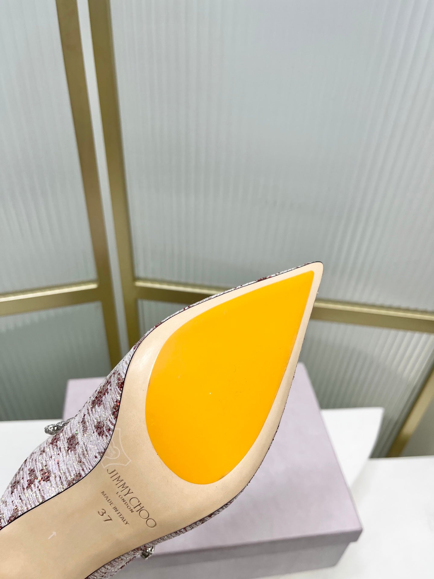 Jimmy 26s Heel Mules 65 White Red Sequins Sheepskin Diamond 605944