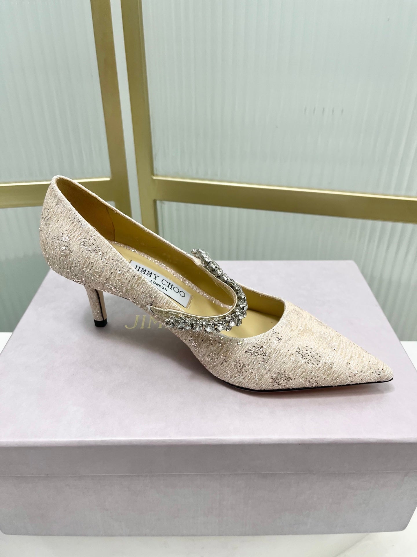 Jimmy 26s Heel Pump 65 Beige Sequins Sheepskin Diamond 605945