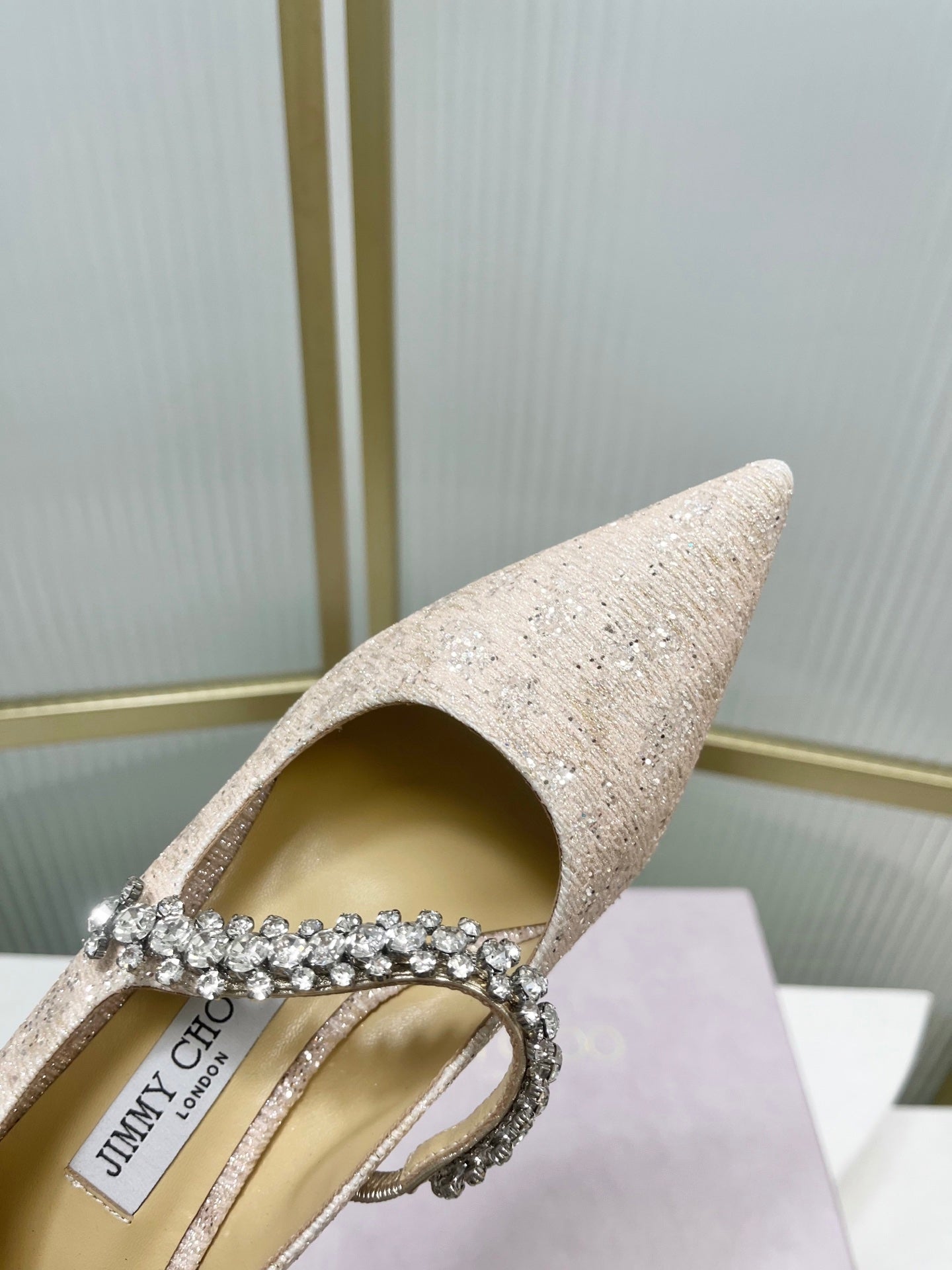 Jimmy 26s Heel Pump 65 Beige Sequins Sheepskin Diamond 605945