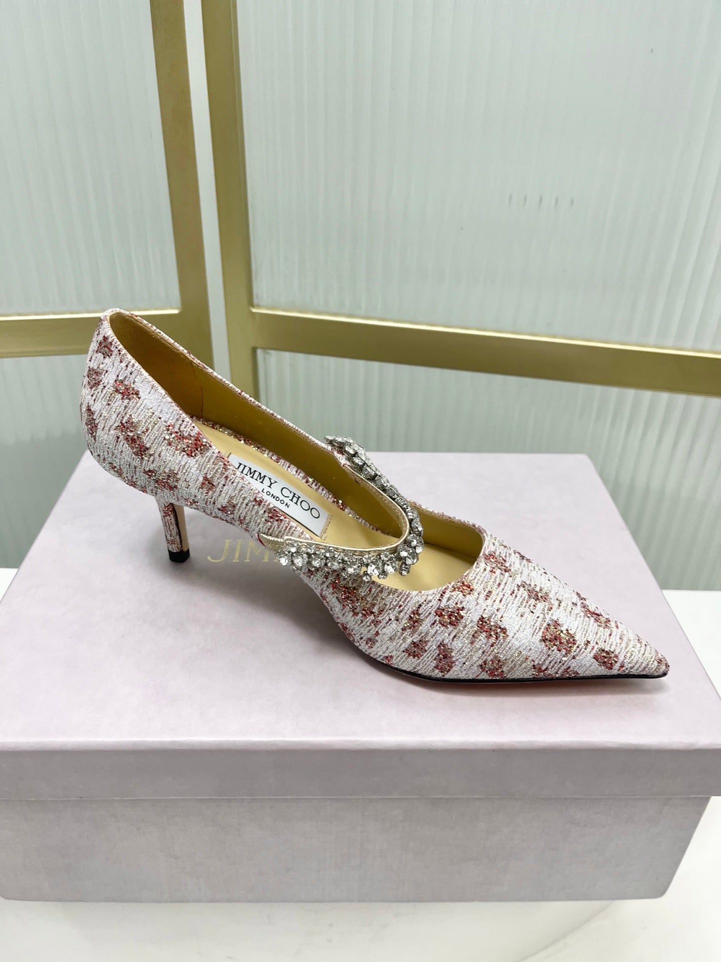 Jimmy 26s Heel Pump 65 White Red Sequins Sheepskin Diamond 605946