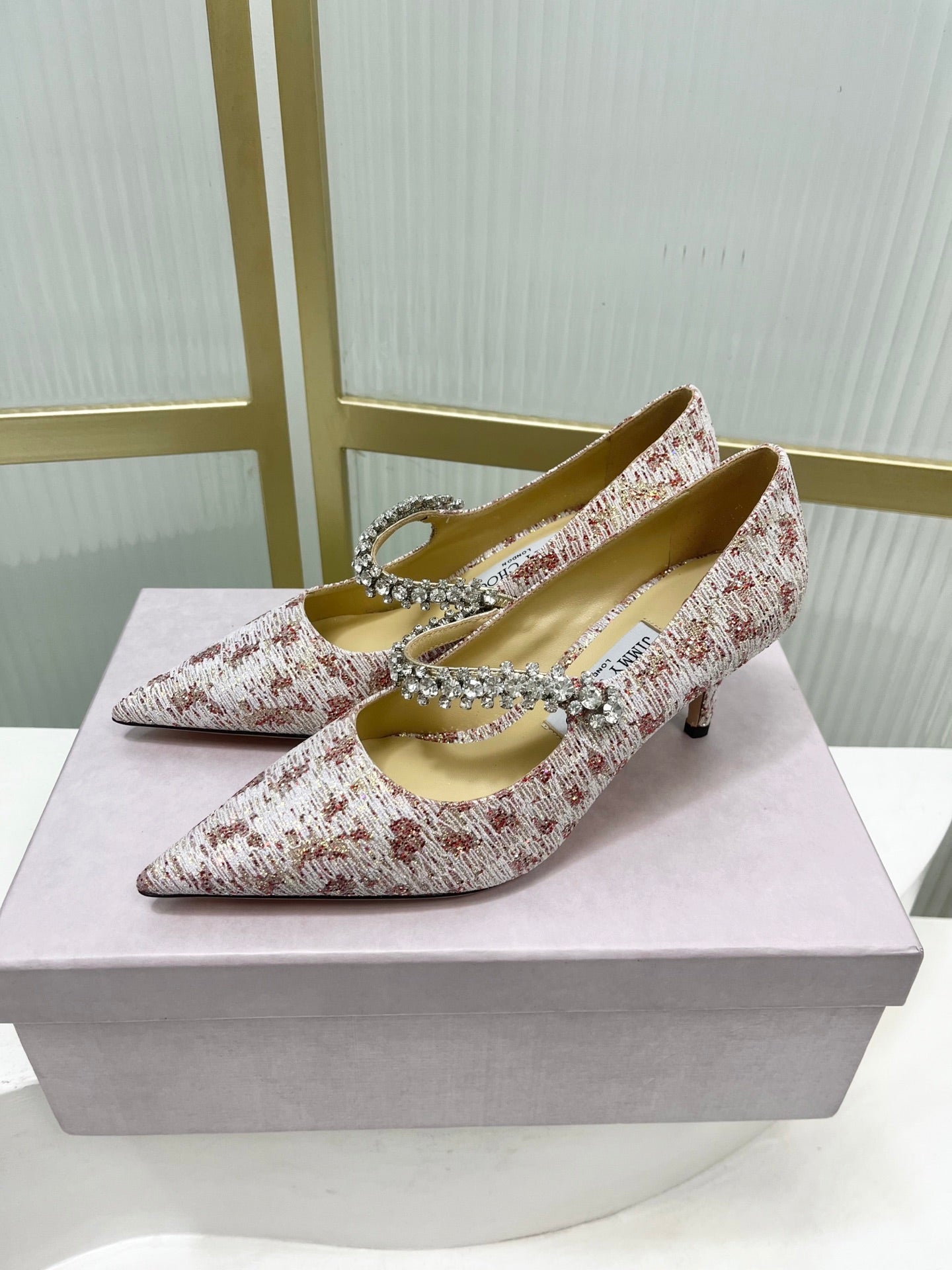 Jimmy 26s Heel Pump 65 White Red Sequins Sheepskin Diamond 605946